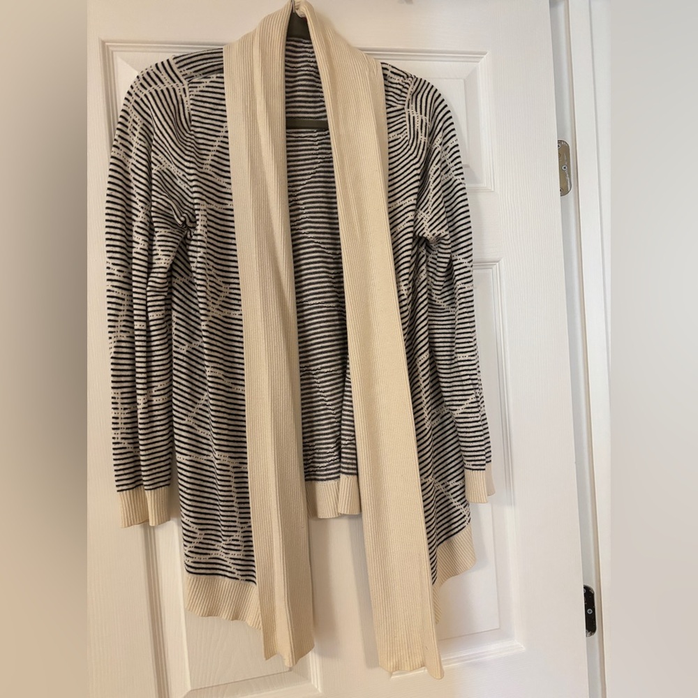 Merona Black and Cream Striped Cardigan